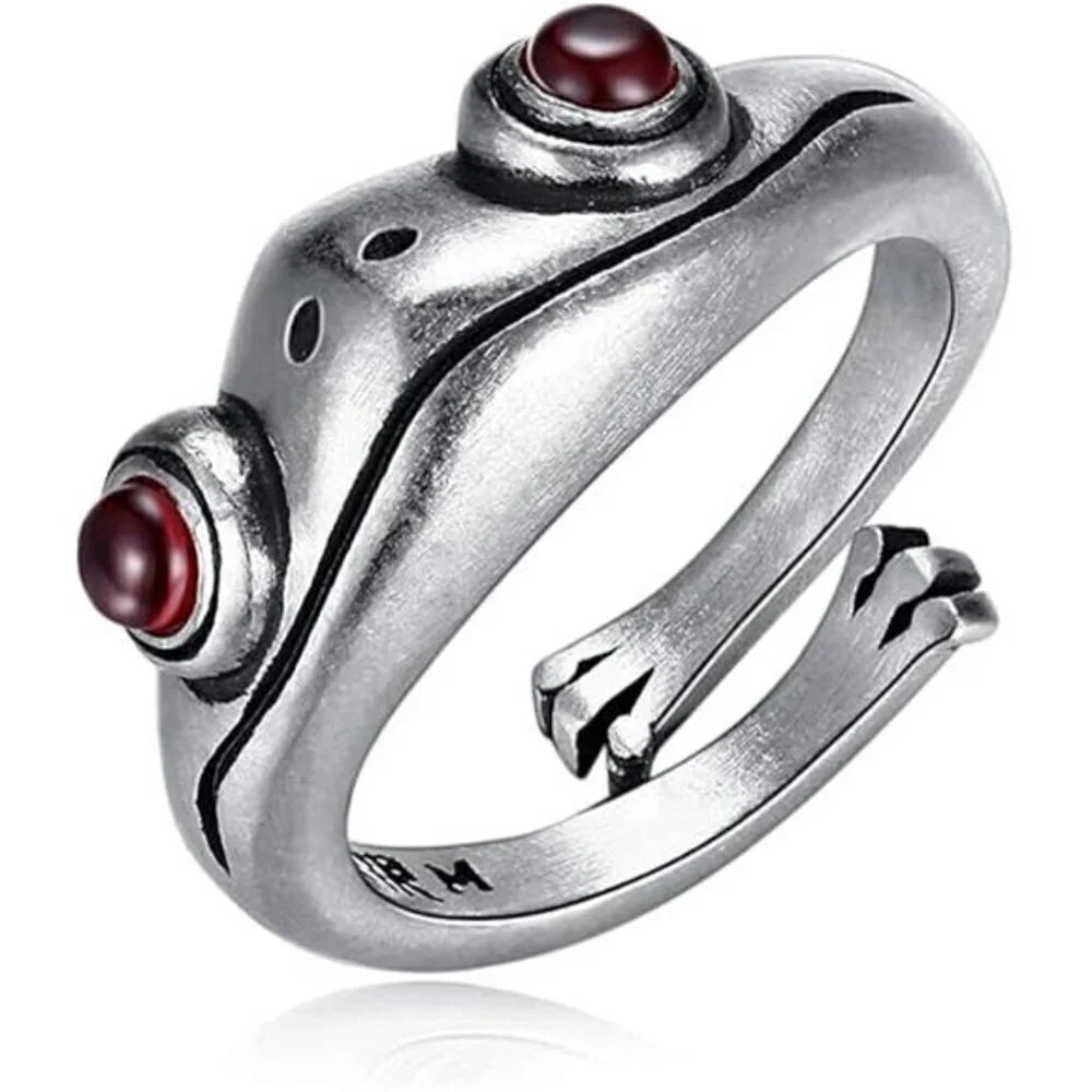 Frog Ring 990 Sterling Silver Cute Animal Jewelry Adjustable